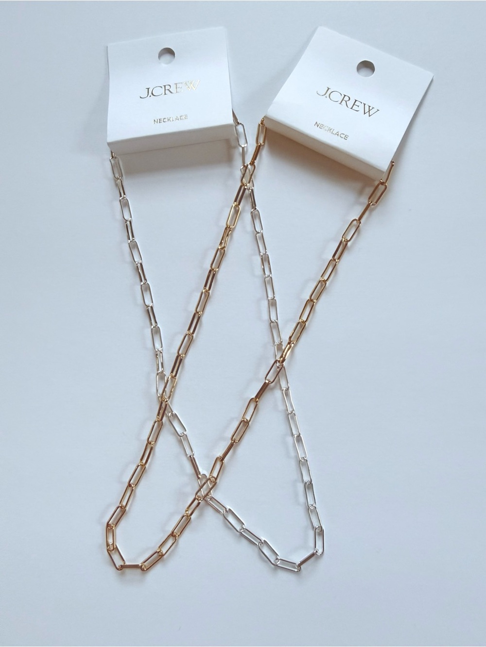 NWT BUNDLE - J.Crew Paperclip Chain Necklace Bundle Gold & Silver